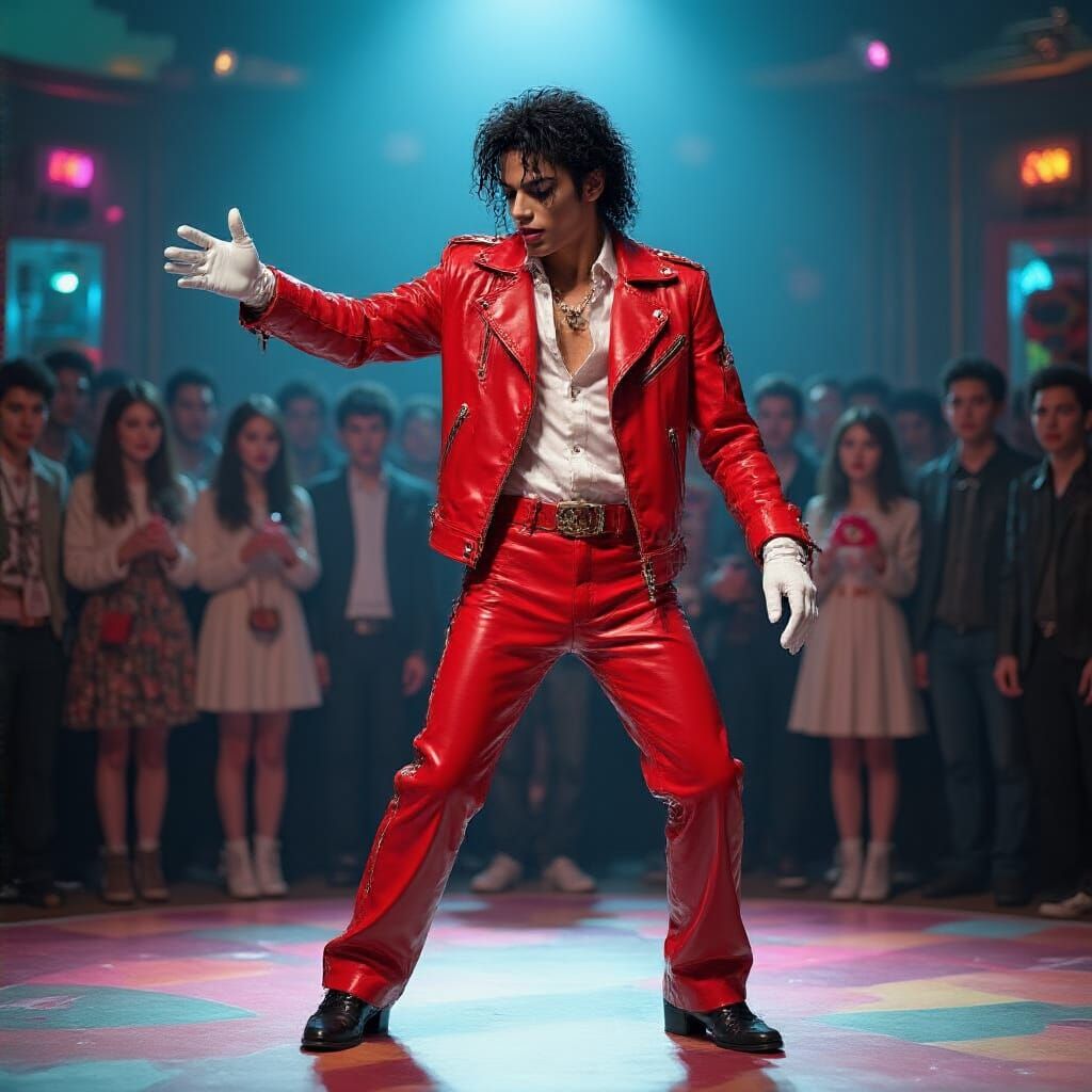 Iconic Dance Scene in Pop Art and Neon Style