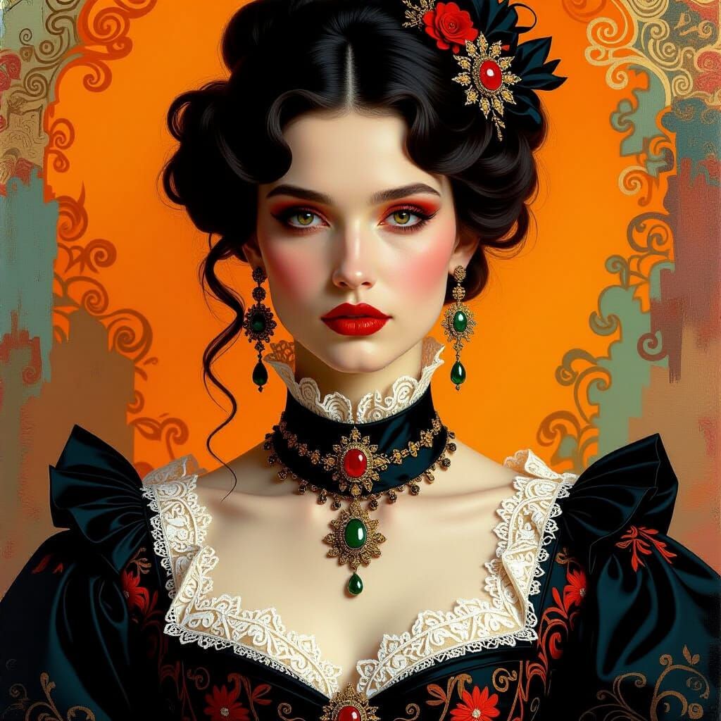 Baroque Woman in Hyper-Realistic Oil Painting Style