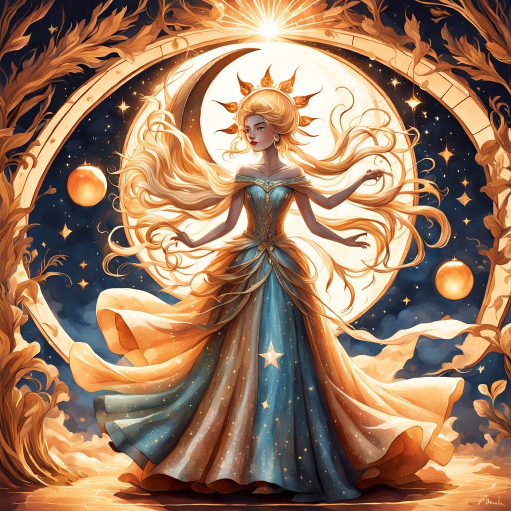 Ethereal Sun and Moon Dance in Whimsical Fantasy