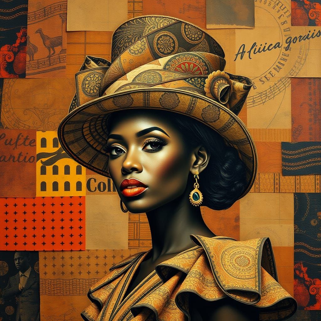 Elegant Woman in Mixed Media Masterpiece