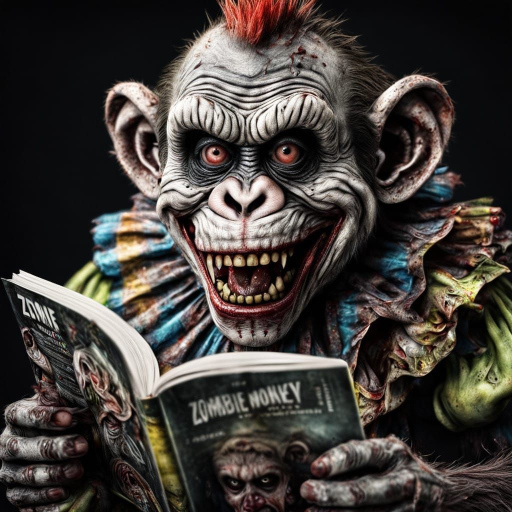 Hyperrealistic Zombie Clown Toddler Magazine Scene in Cinema...