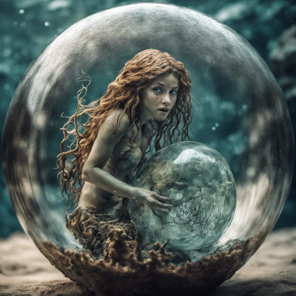 Imprisoned Mermaid: Hyperrealistic Horror in Glass Ball