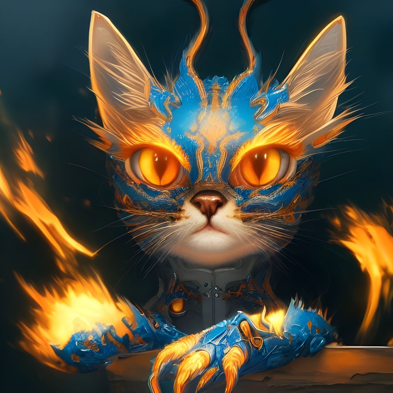 Cute Fire Demon Cat