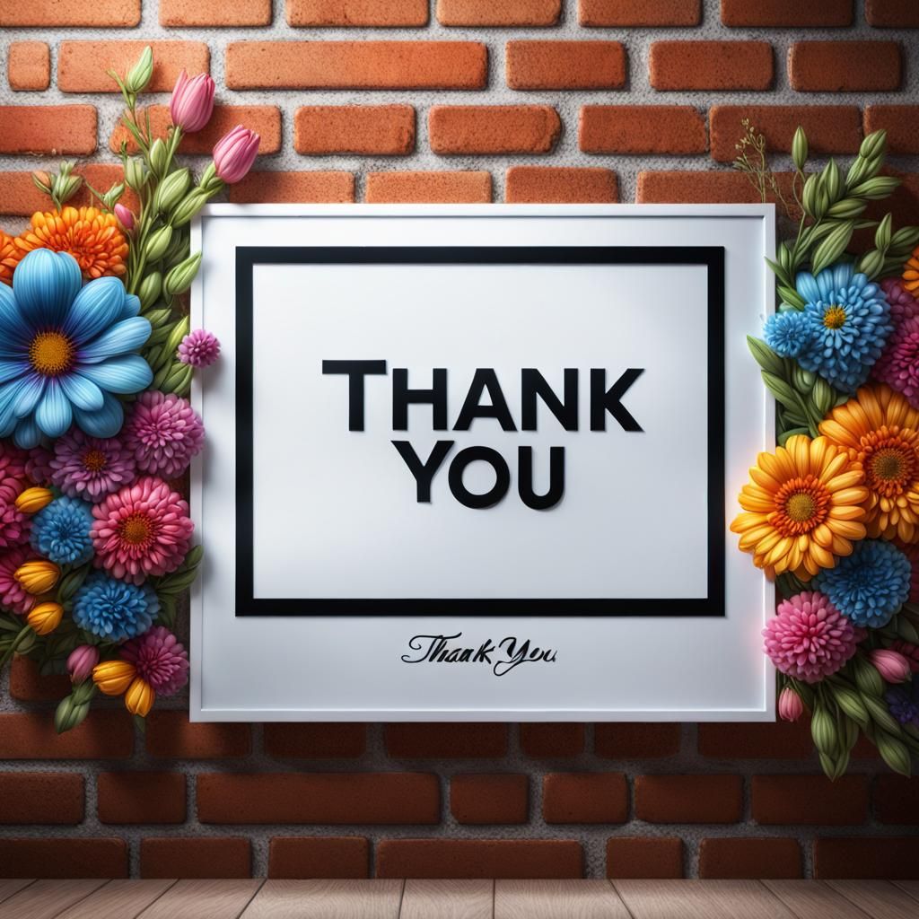 Colorful Thank You Sign with Flowers