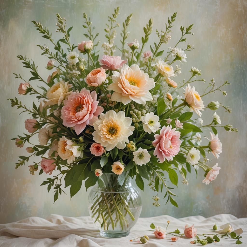 Peach and Pink Flower Bouquet