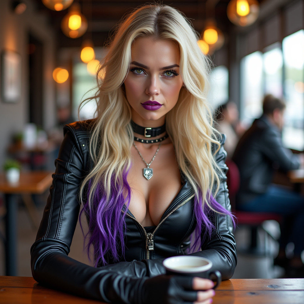 Valkyrie in Cafe with Viking Features