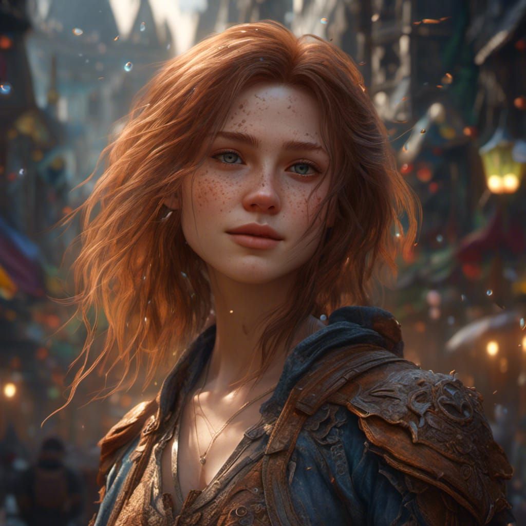 Freckled Portrait of a Woman in Detailed Matte Painting