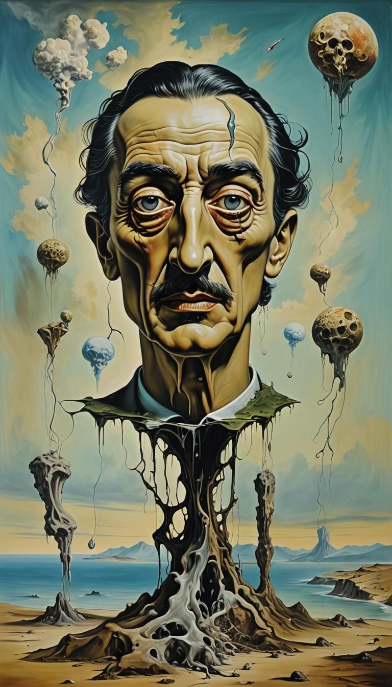 Lone Zombie in Graveyard: Surreal Oil Painting