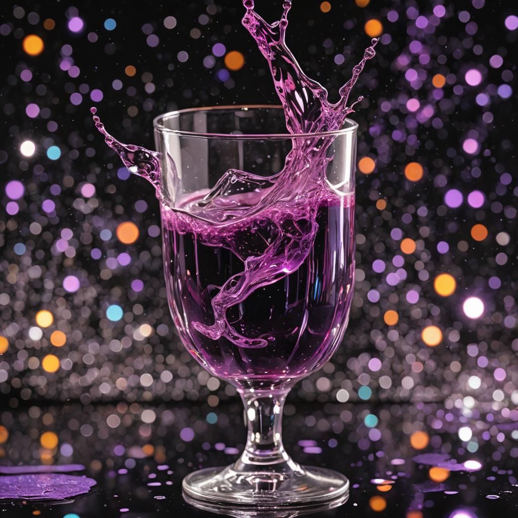 Neon Purple Juice Shimmers in Digital Painting