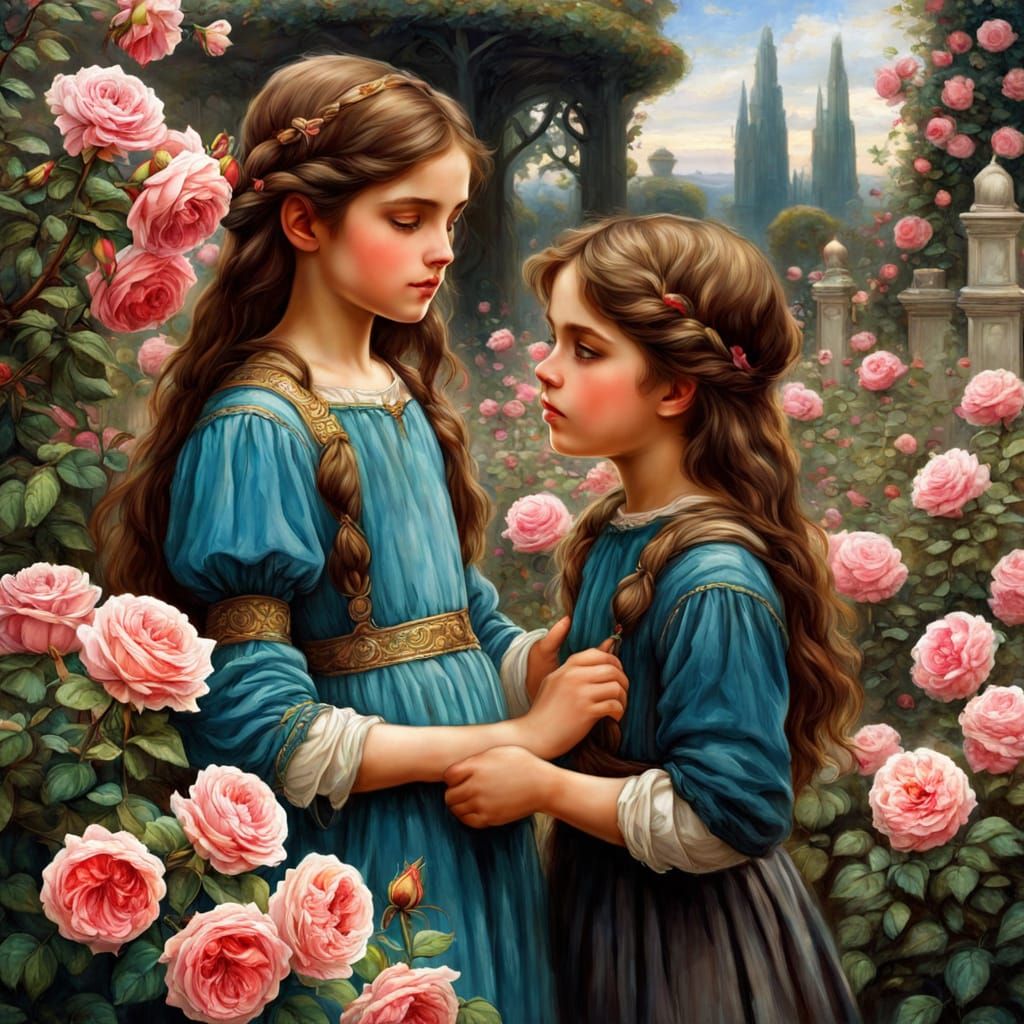 Children in Rose Garden, Waterhouse Style