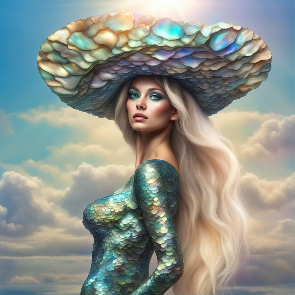 Abalone Fashion: 3D Mermaid in Painterly Realism