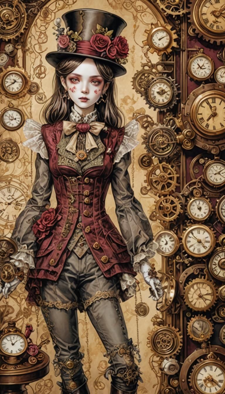 Alice in Wonderland steampunk victorian fashion doll stop motion