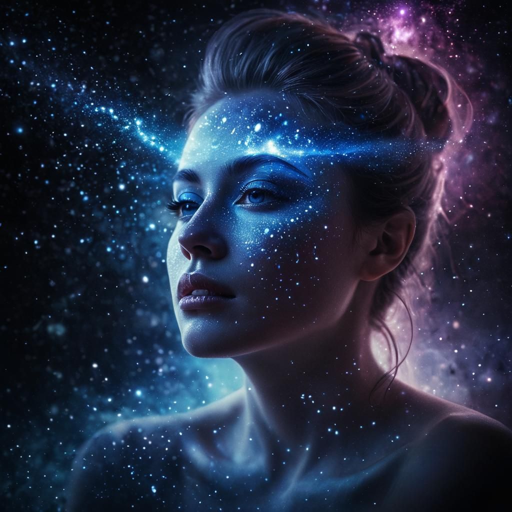 Dreamlike Astral Female Face in Twilight Zone