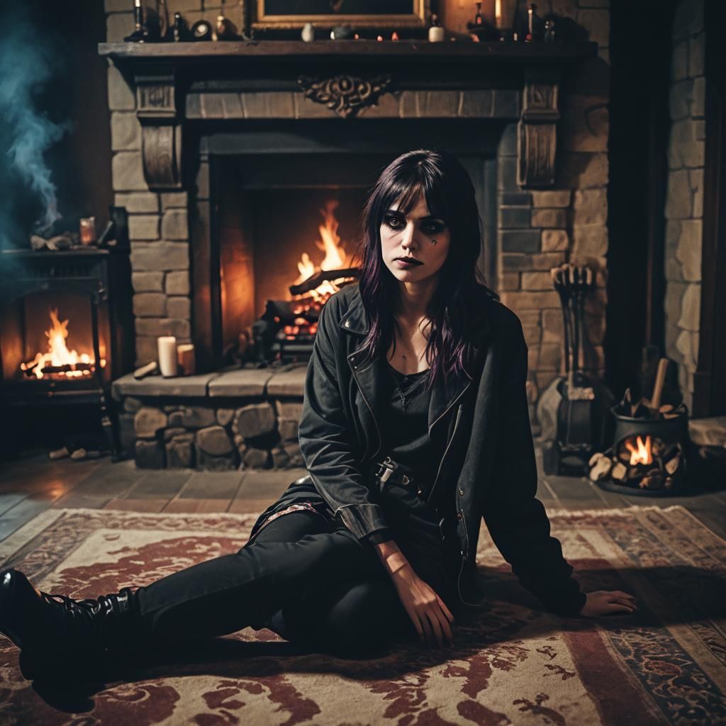 Cinematic Portrait of a Vampiric Emo Woman