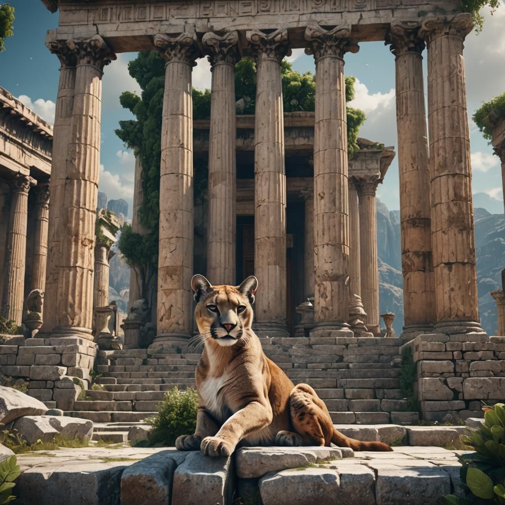 Puma in Greece: Fantastical Digital Painting