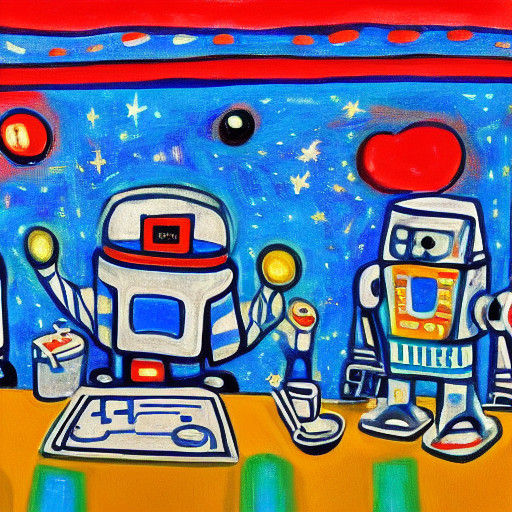 Robots in Cosmic Cafe by Jean Dubuffet