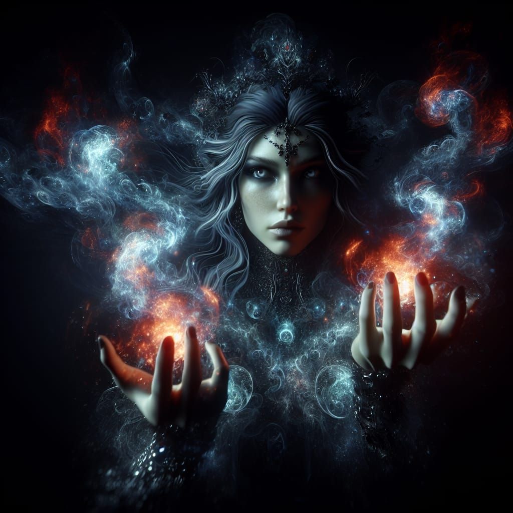 Air Sorceress in Dark Fantasy Digital Art
