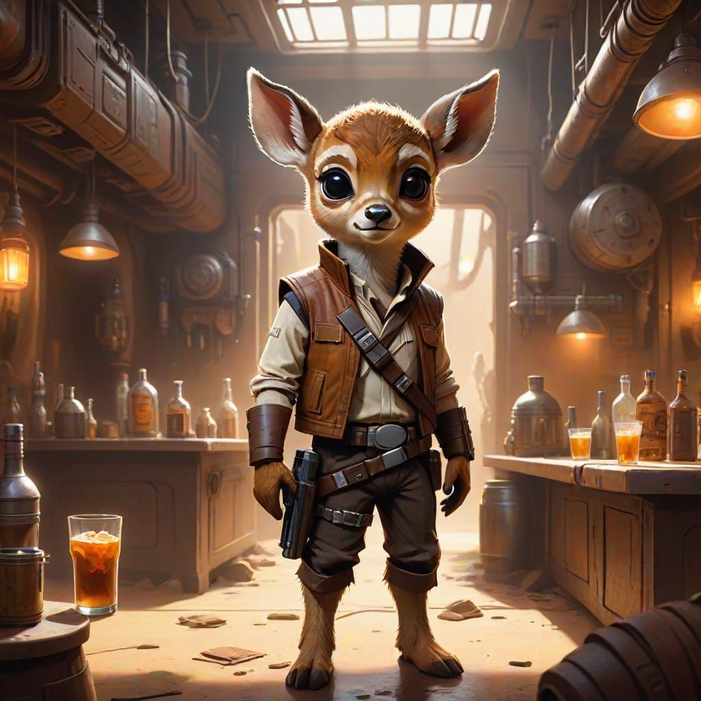 Fawn as Han Solo in Sci-Fi Cantina Concept Art