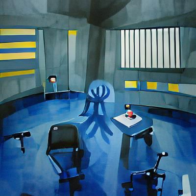 Minimalist Gouache: Mind Control Interrogation Room