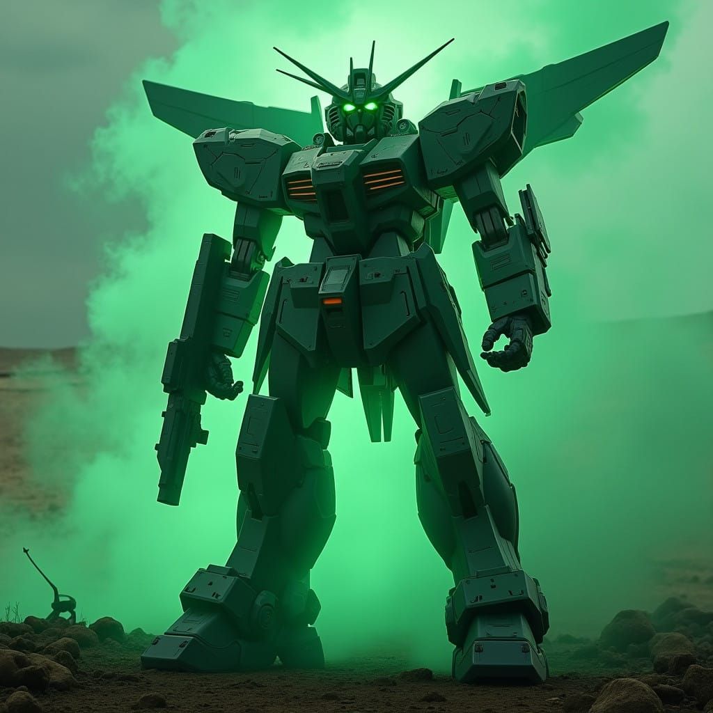 Cyberpunk Mobile Suit in Post-Apocalyptic Wastes