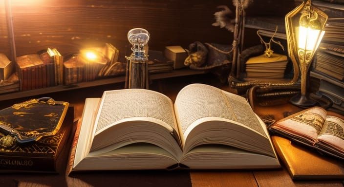 Magical Grimoires and Spell Books Still Life