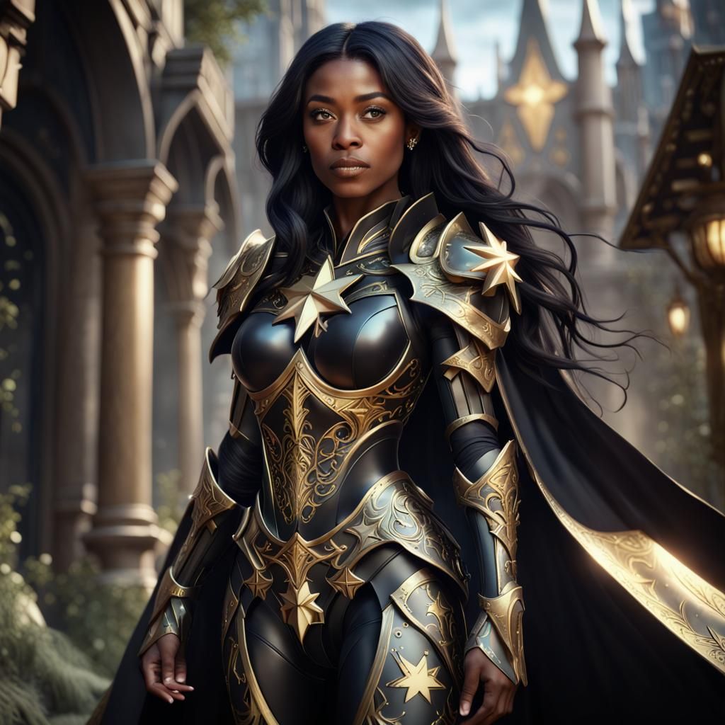Black Woman in Enchanted Star Armor: Fantasy Art