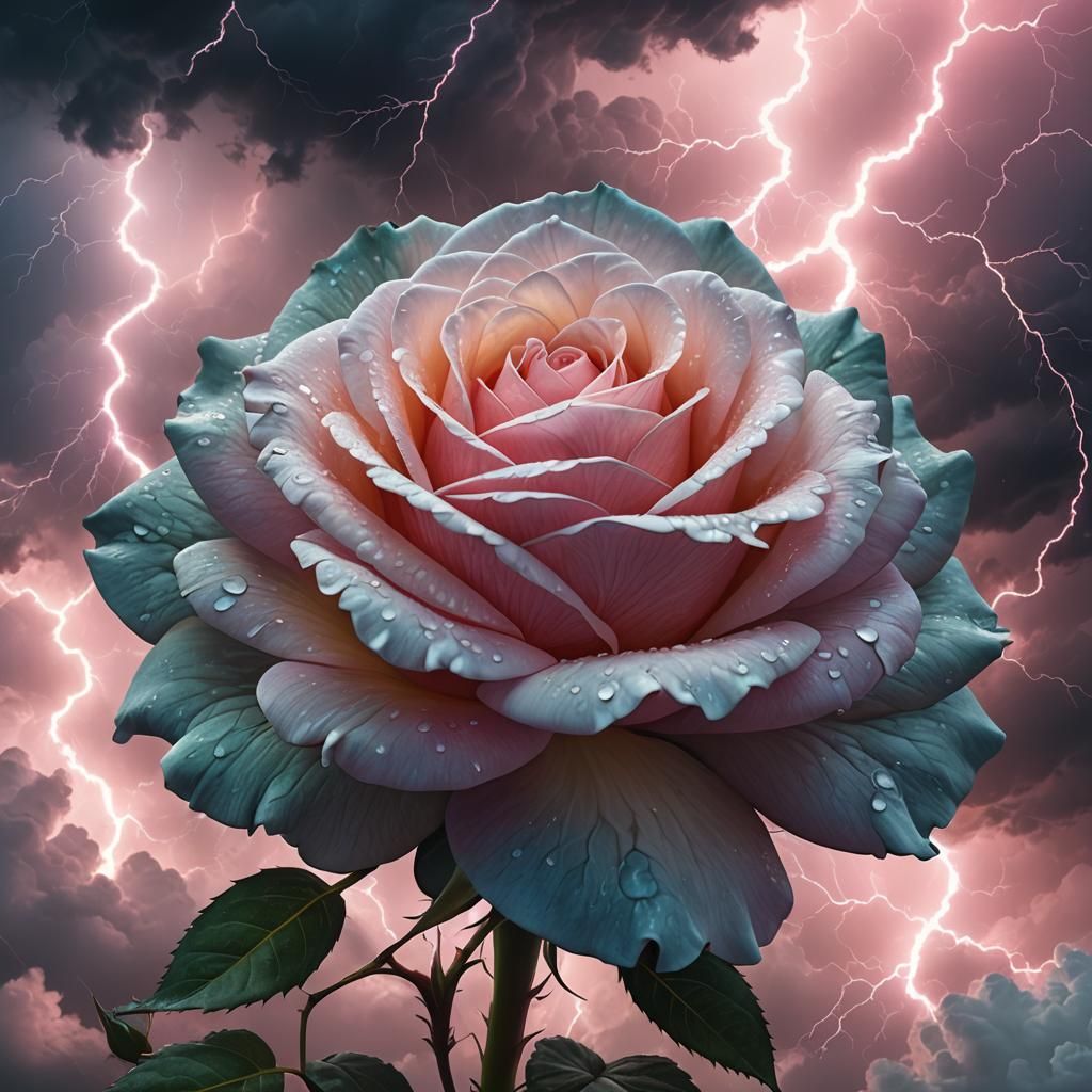 Rose in Storm: Fantasy Concept Art in 8K