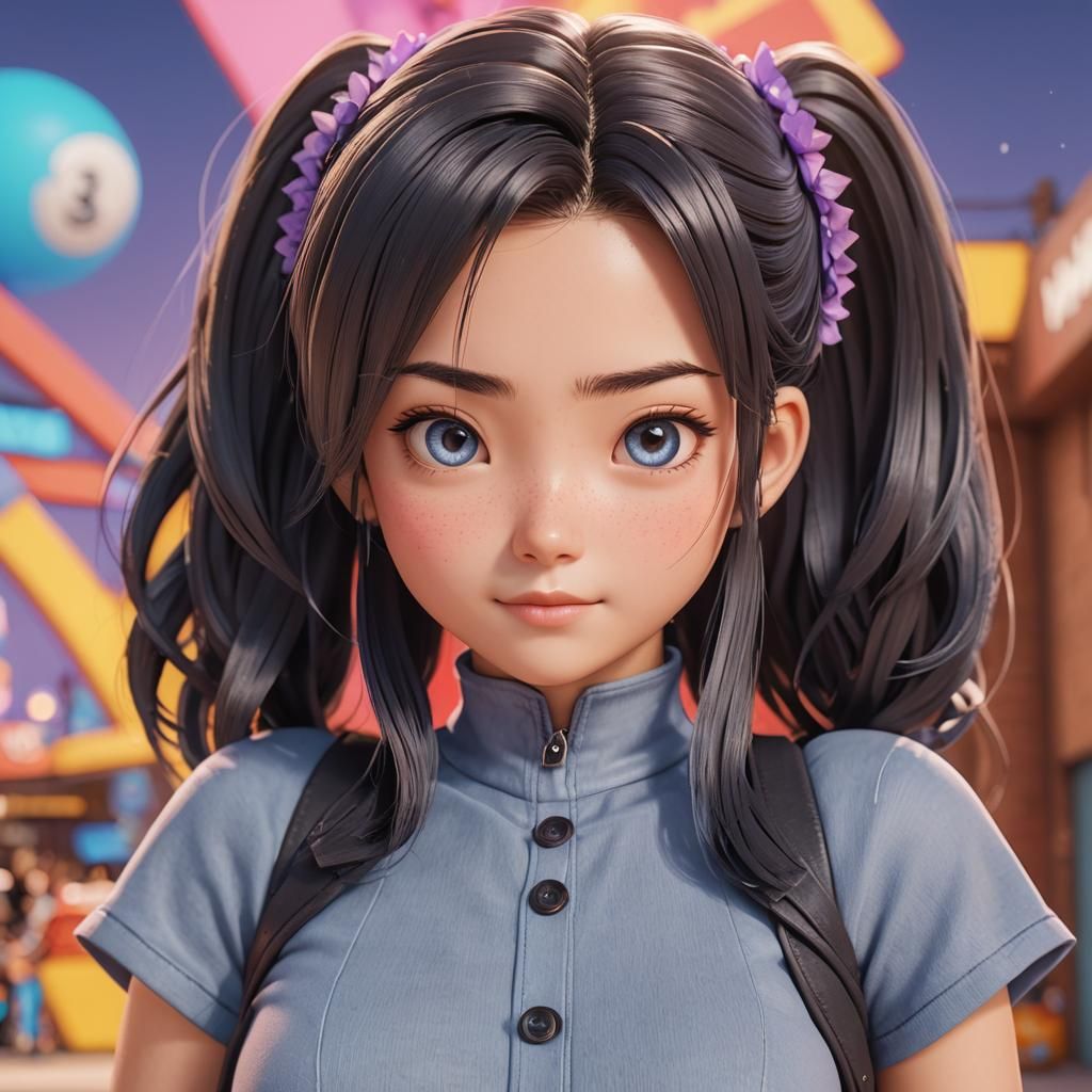 Waifu Manga Character in 3D Digital Art Style
