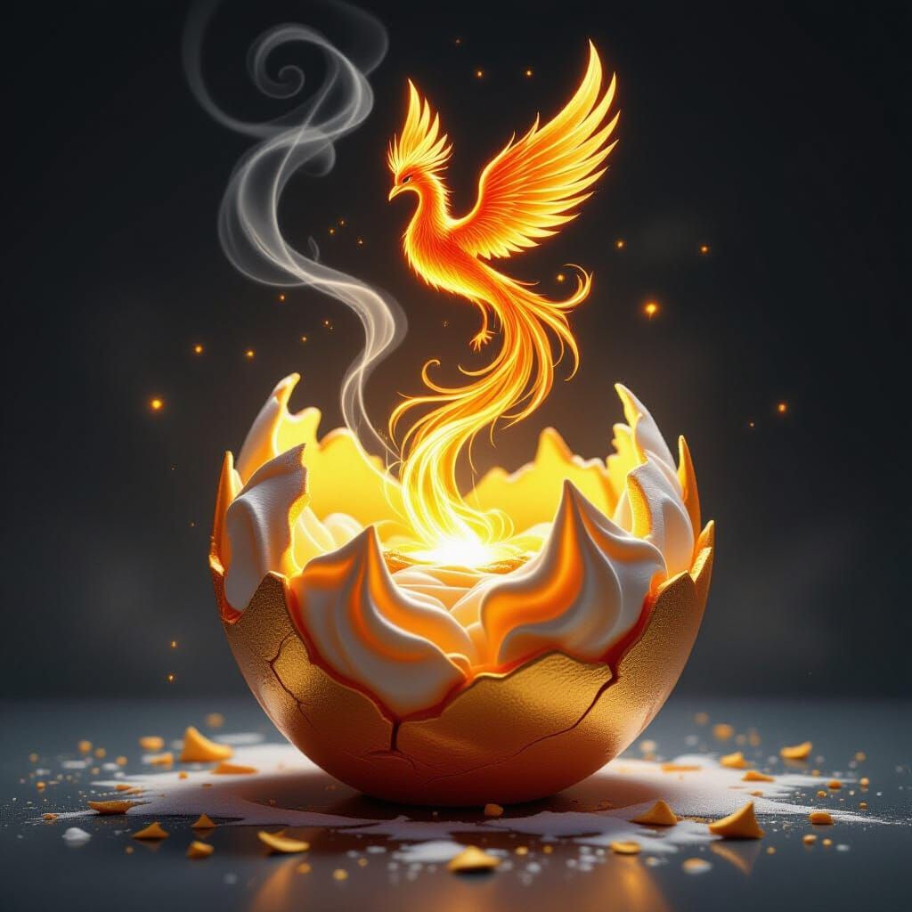 Fiery Meringue Egg With Phoenix Steam