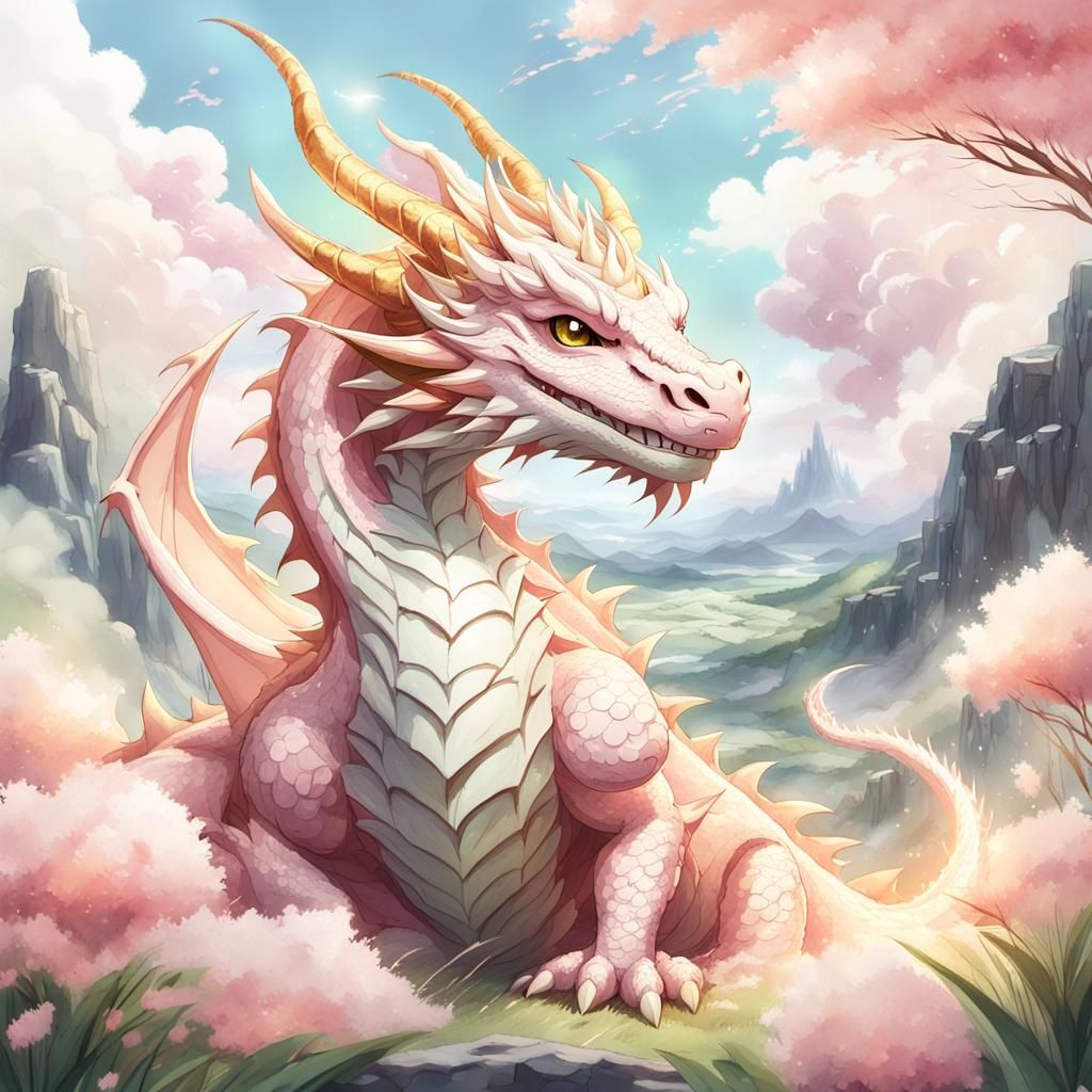 Anime-Style Dragon in Pastel Colors