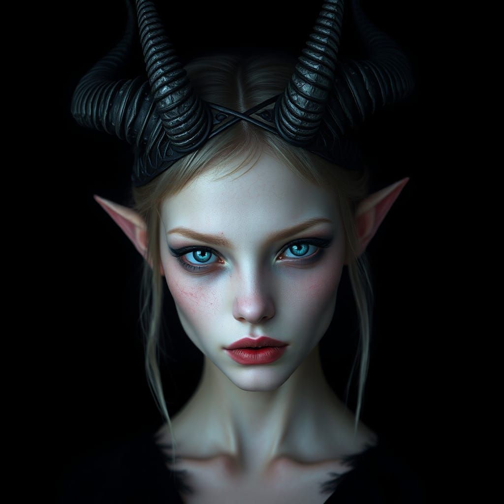 Ethereal Demon Maiden with Delicate Horns