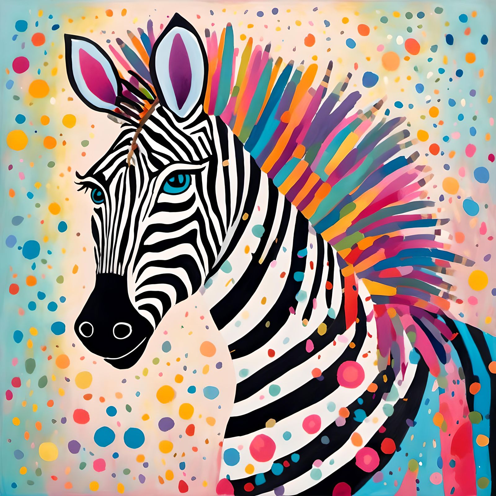 Whimsical Zebra Portrait with Autumnal Colors