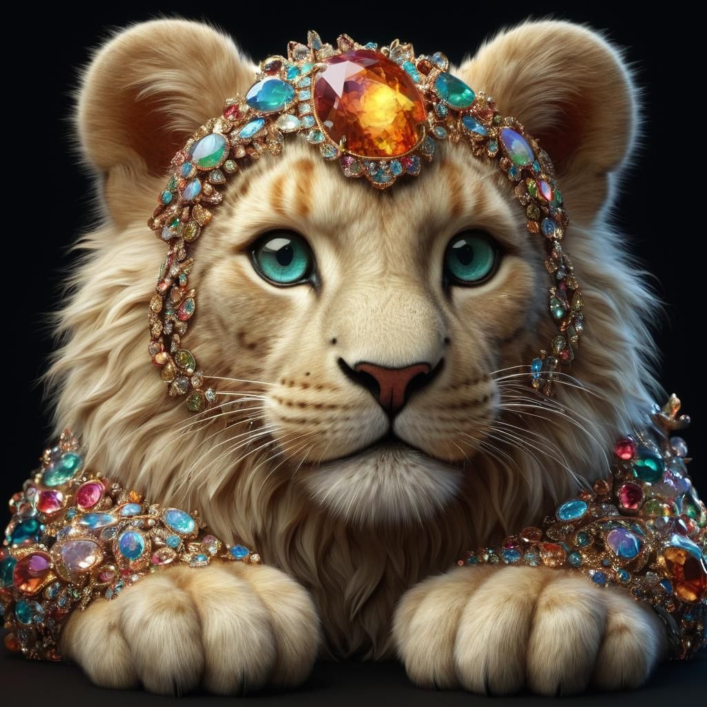 Noble Animal Decorated with Jewels in Hyperreal Style