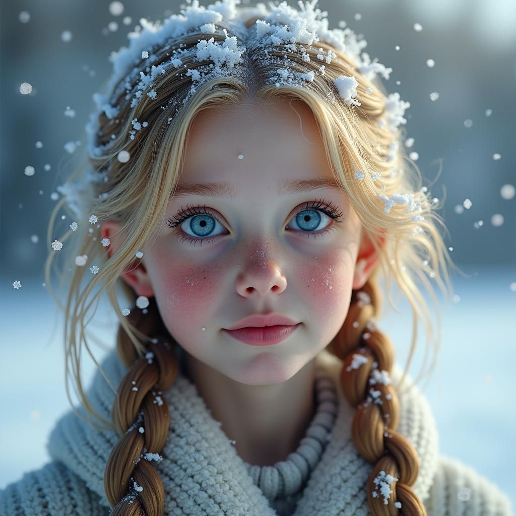Teenage Girl in Snowy Dreamscape: Digital Matte Painting