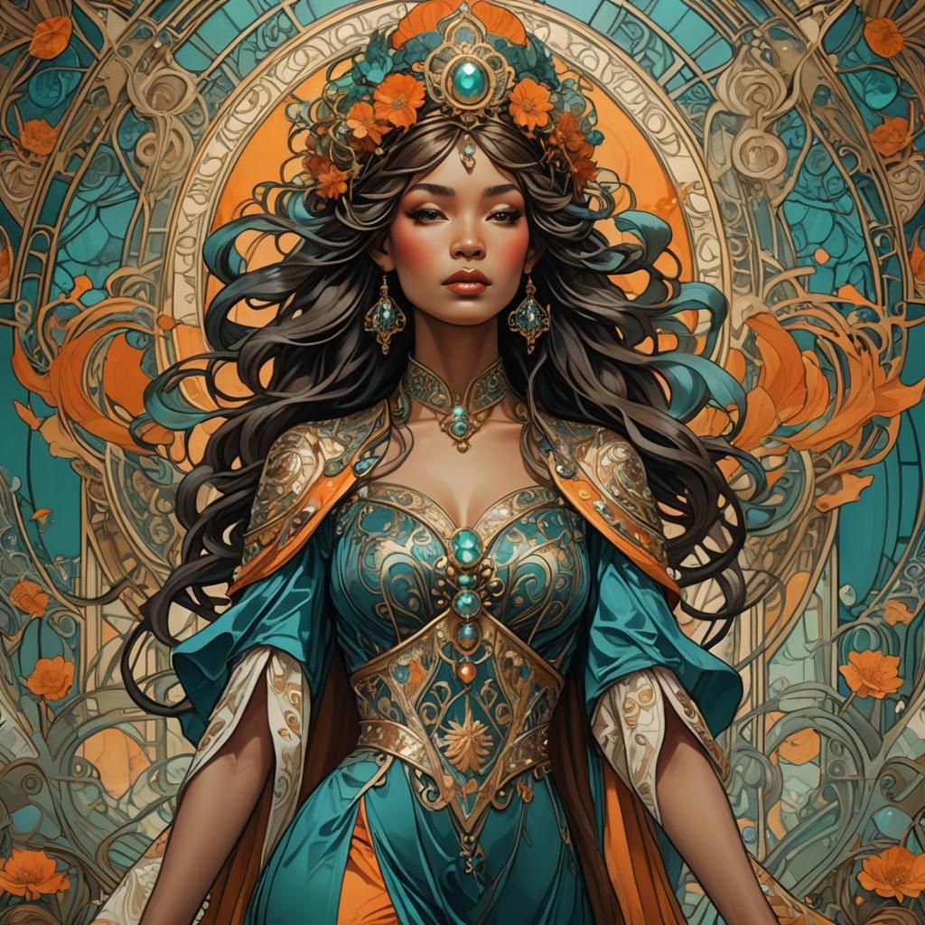 Art Nouveau Empress on Runway in High Fashion