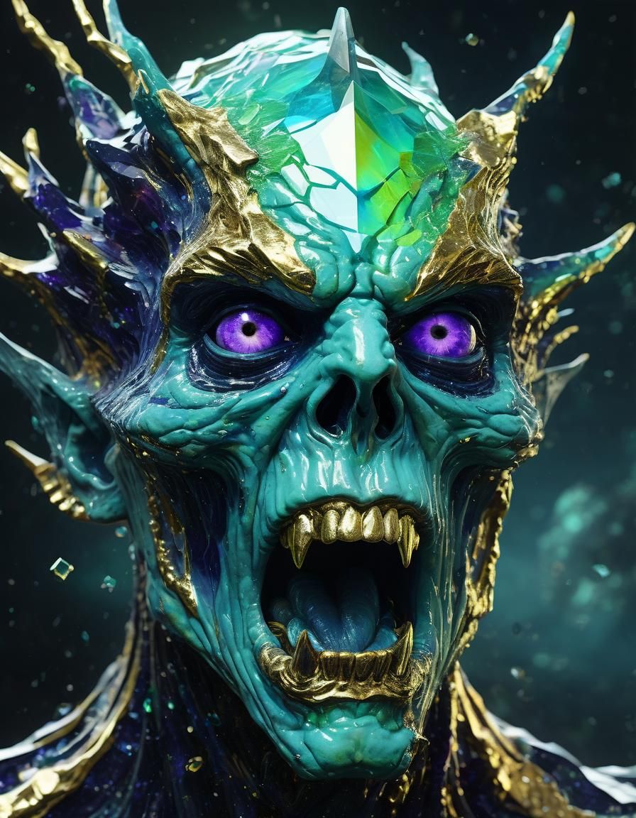 Vampire Monster from Crystal Universe in Interstellar Style