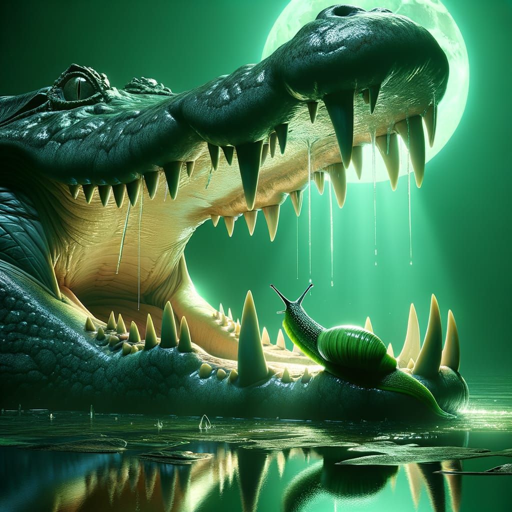 Slug's Perilous Journey Through Alligator Jaws