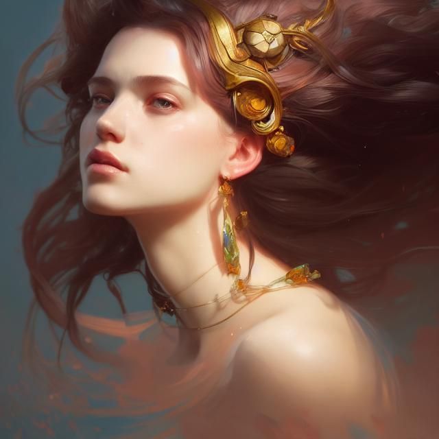 Beautiful Princess Portrait in Art Nouveau Style