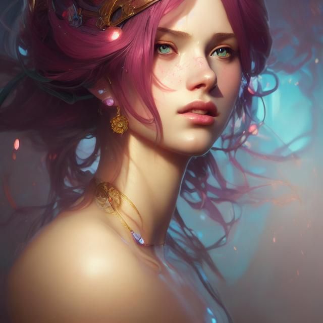 Beautiful Princess Portrait in Art Nouveau Style