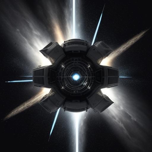 Starship at Lightspeed: Hyperdetailed Charcoal Drawing