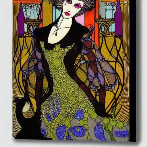 Cats Illustration in Stained Glass Style