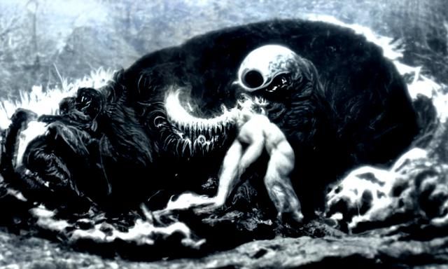 Cosmic Horror: Planet Eater in Black and White