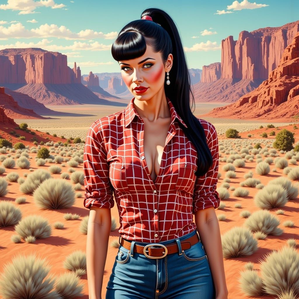 Gritty Rockabilly Woman in the Desert