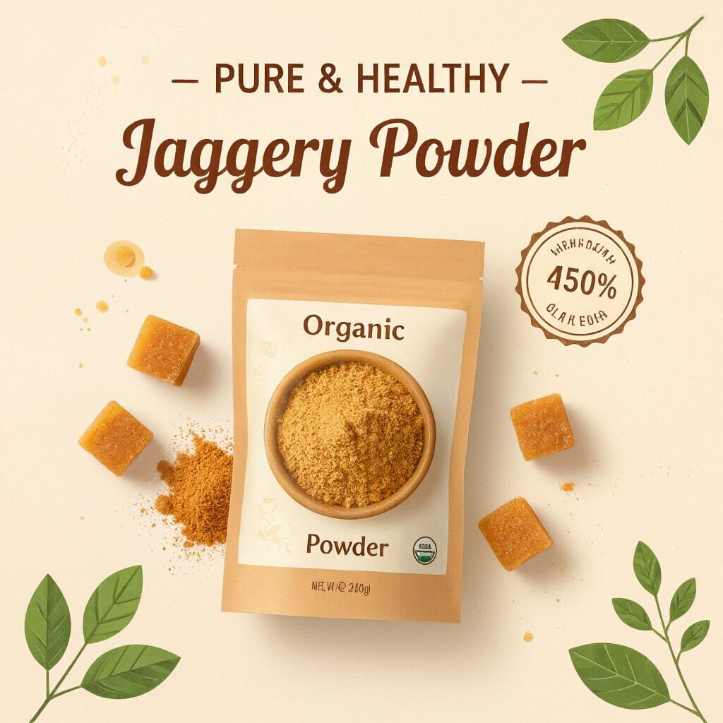 Modern Ad for Organic Jaggery Powder