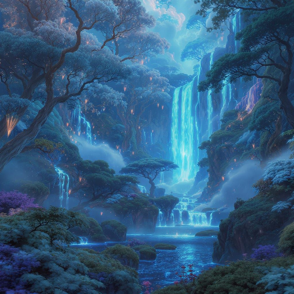 Ethereal Landscape with Glowing Flora