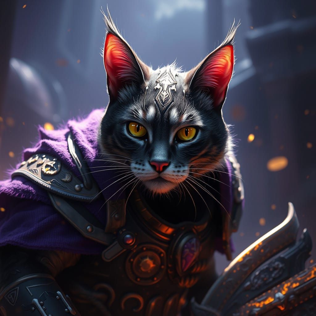 Epic Dark Fantasy Cat Gladiator in Masterpiece Art Style