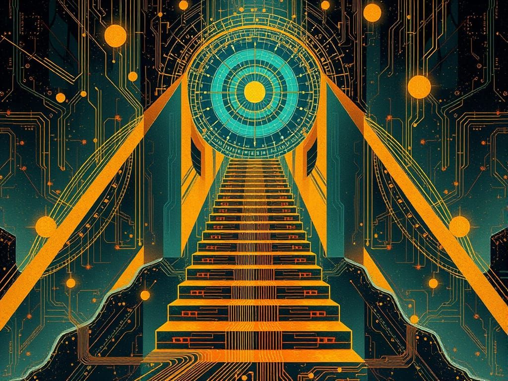 Goldenpunk Cosmic Stairway to Infinite