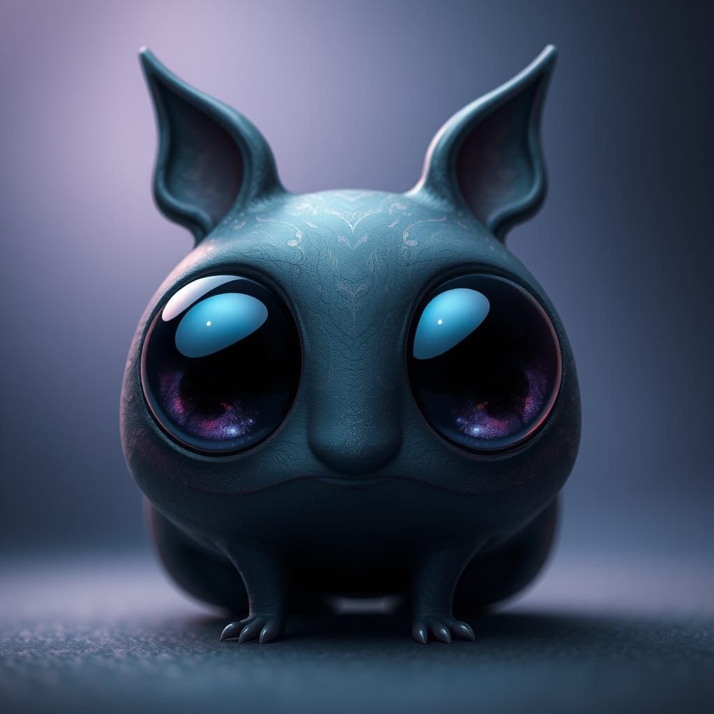 Enchanting Creature with Shimmering Eyes in Surreal Style