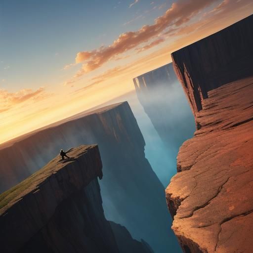 Daredevil's Cliffside Stance: Vibrant Oil Painting