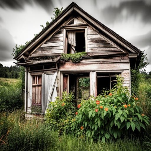 Creepy Abandoned House with Overgrown Vines
